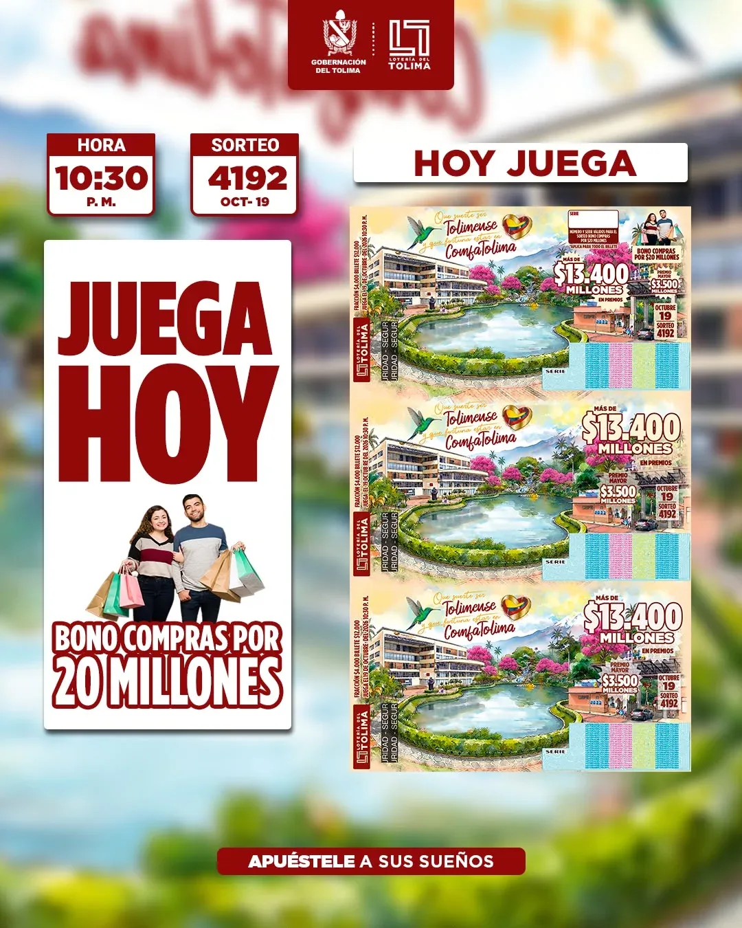 Lotería del Tolima lanza billete de Comfatolima