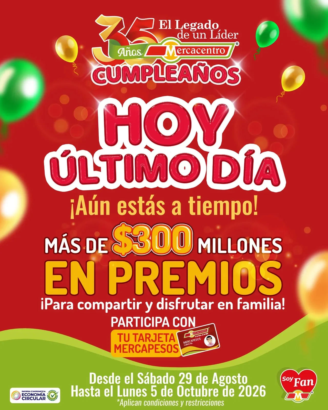Mercacentro Ultimos dias premios 35 años