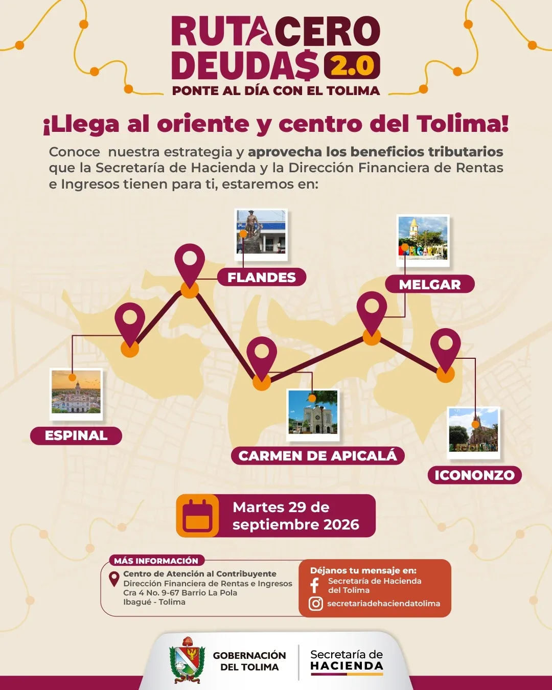 La Ruta Cero Deudas 2.0 llega al oriente y centro del Tolima