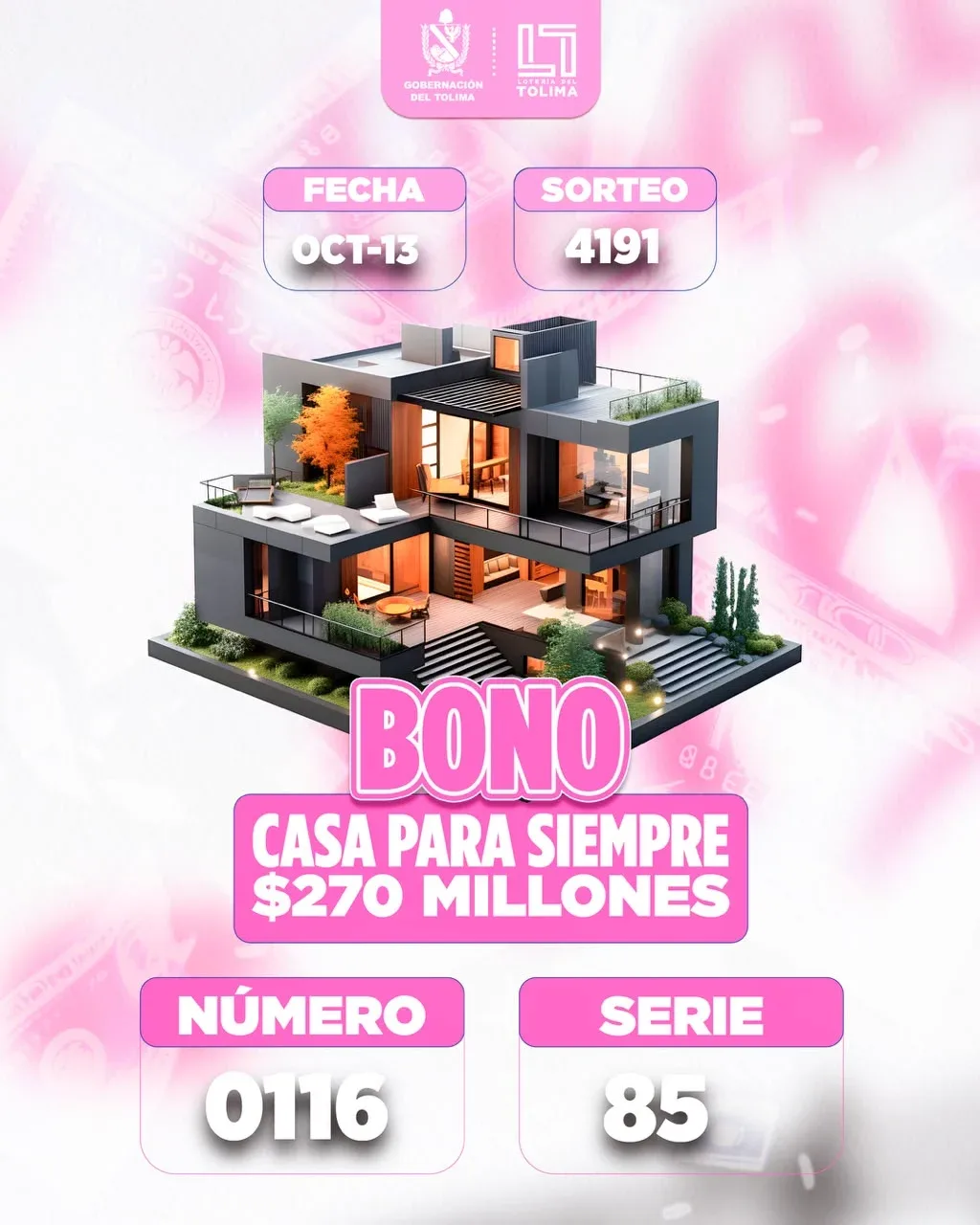 Loteria Tolima sorteo 4191