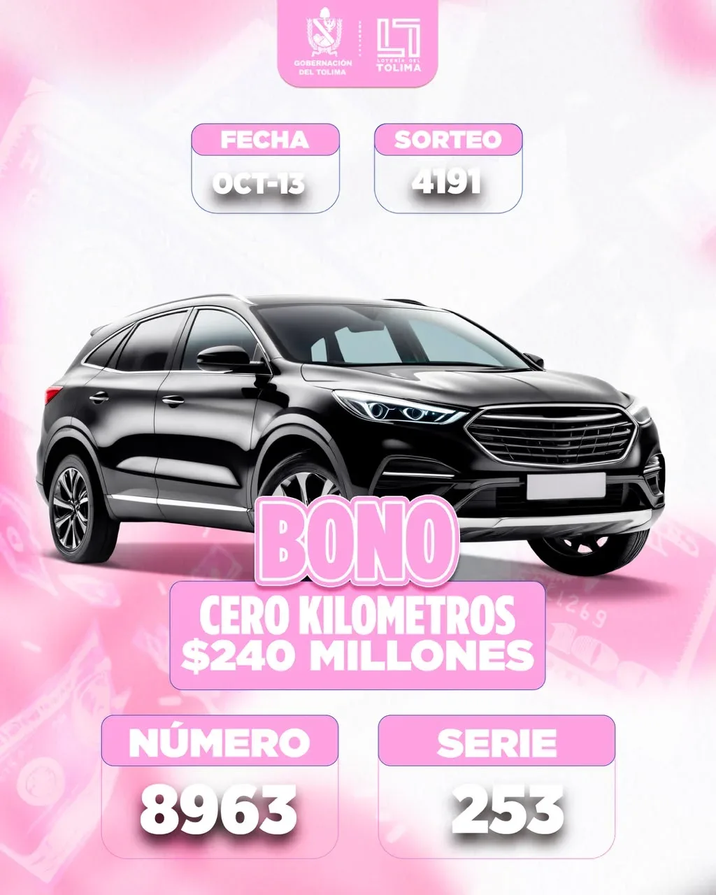 Loteria Tolima sorteo 4191