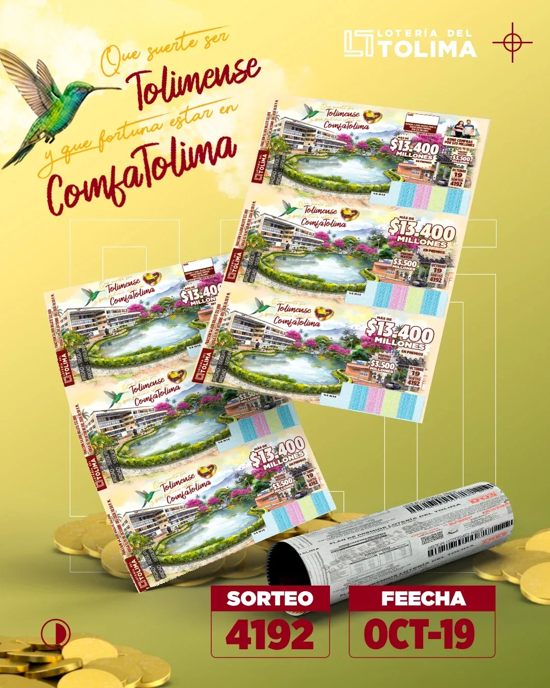 Por primera vez, una Caja de Compensación protagoniza un billete de lotería en Colombia: ComfaTolima