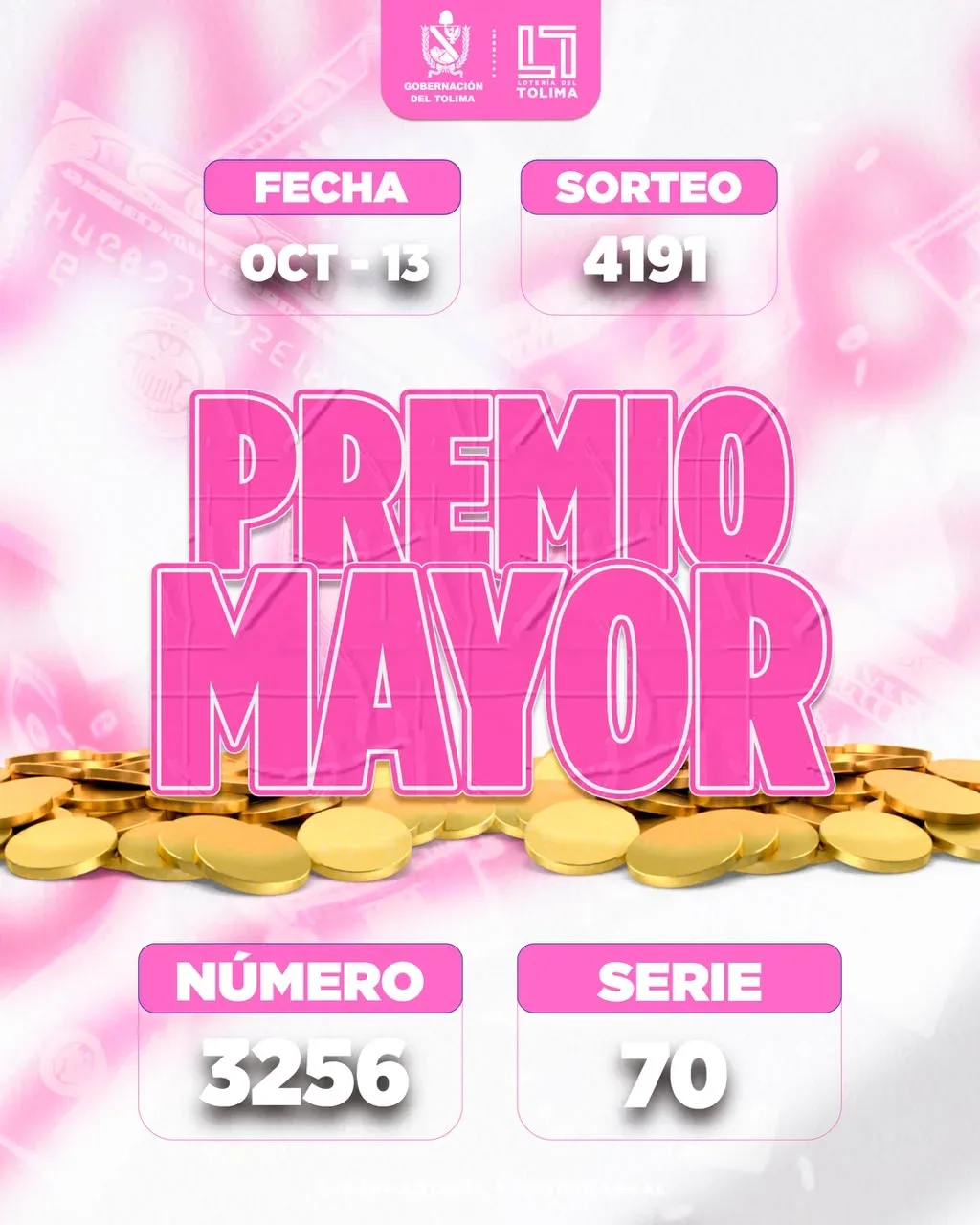 Loteria Tolima sorteo 4191