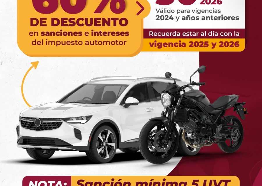 Descuento del 60% en sanciones e intereses del impuesto automotor en el Tolima.