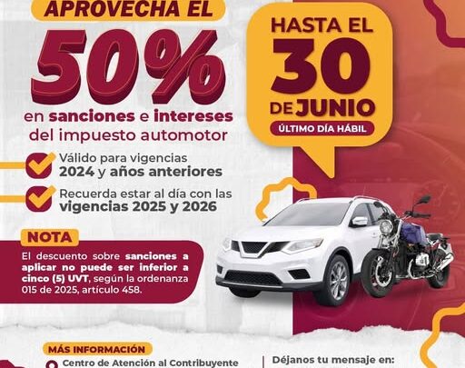 Aprovecha el 50% intereses del impuesto vehicular y ponte al día con el Tolima
