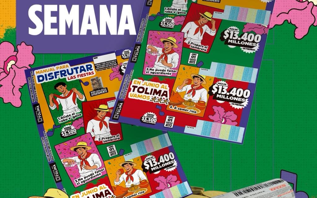 Lotería Tolima Sorteo 4172 – Lunes 1 de Junio.